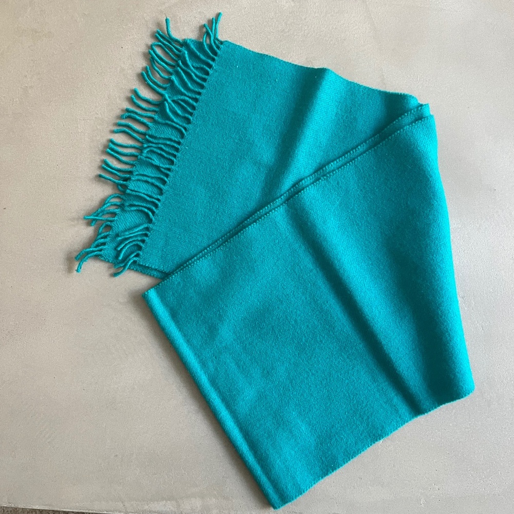 100% Teal Wool Scarf 56” L x 11”